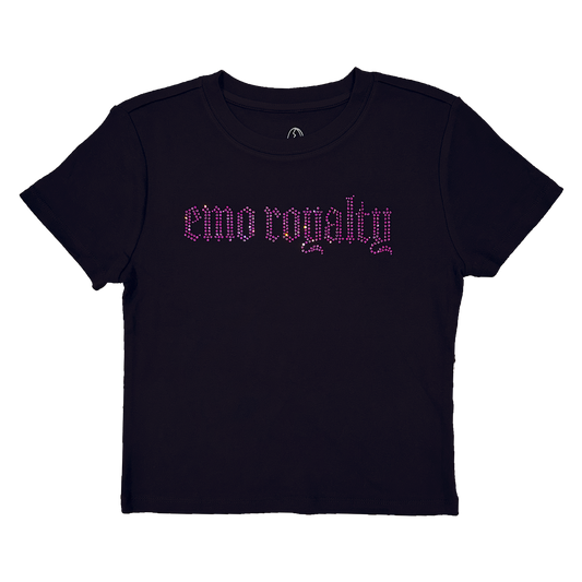 Emo Royalty Rhinestone Baby Tee - Black