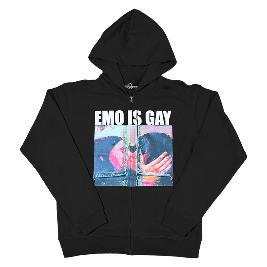 Emo Is Gay Zip Hoodie - Black
